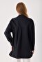Hamile Oversize Fit Black Poplin Fabric Shirt with Single Pocket Detail - 4