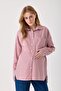 Hamile Oversize Fit Burgundy Striped Shirt, Single Pocket Detail - 5