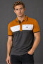 100% Cotton Men's Polo Collar T-shirt, Colorful Striped Short Sleeve Split Model, Mountain Logo Design