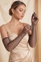 Long Mesh Stoned Gloves Black Evening Dress Event Night Party Promise Henna Engagement Graduation - 3