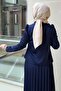Rose Brooch Stone Printed Blouse Pleated Skirt Evening Dress Set - 4