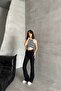 Women's Loose Stretchy Flared Black Jeans - 3