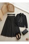 Women's Hijab Scarf Detailed Belted Polka Dot Chiffon Skirt Two-Piece Set Daily Office and Event Combination - 7