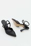 Women's Heeled Top-Strapped Pointed Toe Evening Dress Shoes Black - 4