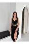Tesettür Skirt - Pleated with Belt / Textured Fabric Maxi Length Skirt - 5