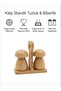 Natural Bamboo Heart Stand Modern Cork Design Wooden Salt and Pepper Shaker Presentation Set Decor Salt Shaker