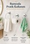 Chrome Triple Bathroom Set - Round Towel Holder, Paper Holder, Robe Hanger - 8