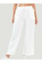 Women's Elastic Waist Wide Leg Muslin Linen Trousers - 2