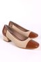 Women's Genuine Leather Heeled Ballerina Casual Shoes Beige - Tan - 4