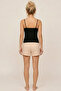 Nude Color Patterned Rope Strap Knitted Pajamas with Lace Details and Shorts 8049 - 3