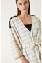 Beyaz Siyah Çizgili Kaftan - 2
