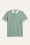 Cotton Regular Fit Pique Striped Short Sleeve Polo Green T-Shirt H4727Ax26Sm - 5