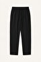 100% Cotton Relax Fit Elastic Lace-Up Waist Black Trousers I3017Ax26Hs - 6
