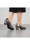(Park Moda) Damlataş Detailed Heeled Women's Shoes Platinum - 5