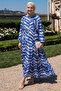 Tie Dye Patterned Viscose Navy Blue Dress