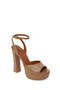 Women's Beige Ankle Buckle High Thick Heeled Platform Leather Sandals 26Sfd120718 - 8