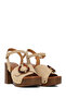 Women's Beige Ankle Buckle Platform Thick Heeled Suede Sandals 26Sfe465910 - 2