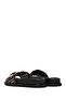 Women's Black Buckle Straw Leather Slippers 25Sfd5505M7 - 5