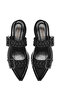 Women's Black Open-Back Buckle Patent Leather Ballerinas 26Pfd140216 - 4