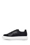 Men's Black Lace-Up Thick Soled Sports Shoes, Leather Sneaker 26Sfd610118 - 3