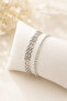 Silver Color Glittering Zircon Stone 2-Piece Bracelet Combination - 2