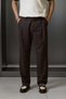 Men's Baggy Fit Belt Detailed Gabardine Fabric Trousers Dark Brown - 5