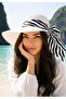 Women's Scarf Detailed Straw Hat Glitter Beach Hat - 3