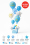 Blue Birthday Balloon Box – Happy Birthday Concept Party Decorations Table Top Stand - 3