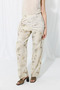 Trace Collection Eco Print Cotton Linen Trousers - Stone - 2