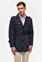 Navy blue slim straight coat - 2