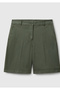Women's Khaki Cotton Blend Buttoned Front Regular Fit Bermuda Shorts - 2
