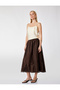 Modal Fabric Scalloped Embroidered Lace Detailed Midi Length Bell Skirt - 2