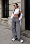 Black Gingham Wide Leg Women's Trousers Mg2335