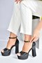 Black Leather Platform Thick Heeled Evening Dress Shoes M348202509 - 5
