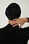Cross Pleated Band Lined Black Ready-To-Wear Turban Hijab Pool Cap Suitable for Medical Use - 6