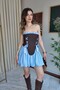 Women's Lace Detailed Corset Bustier and Balloon Skirt Two-Piece Set - 2
