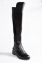 Black Faux Leather Women's Boots J726533209 - 5