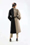 Double Color Epaulet Detailed Trench Coat Black - 6
