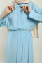 Baby Blue Collar Tied Skirt Set - 7