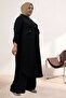 57024 Large Size Men's Collared Front Placket Trousers Suit - Black - 6