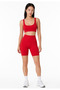 Women's Seamless Push up Sports Shorts with Gathering Effect High Waist - Red - 5