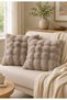 Brown Plush Throw Pillow Cover Set of Two - Modern Stylish Retro Living Room Decor - Luxury Home Decoration