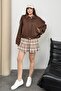 Women's Oversized Suede Brown Bomber Jacket - New Season Casual Stylish Coat - 5