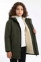 Girl's Fiber Filled Removable Hooded Windproof Khaki Winter Coat & Parka - 5