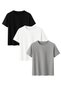 Black White Gray Color Relaxed Fit Cotton Men's T-shirt 3 Pack