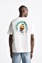 Crew Neck Petit Jardinier Printed Oversize White Men's T-Shirt - 3