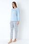 Plaid Patterned Viscose Pajama Set Long Sleeve Comfortable Home Wear 89-140 - 3
