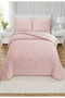 Destina Double Bedspread Set 220X240Cm - Padded Quilted Flannel Fabric - Powder with 2 Pillowcases