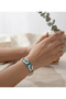 Steel Bracelet with Silver Color Turquoise/White Motif - 2