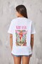 Nirvana Written Angel Design Printed White Women's Oversize T-Shirt - 4